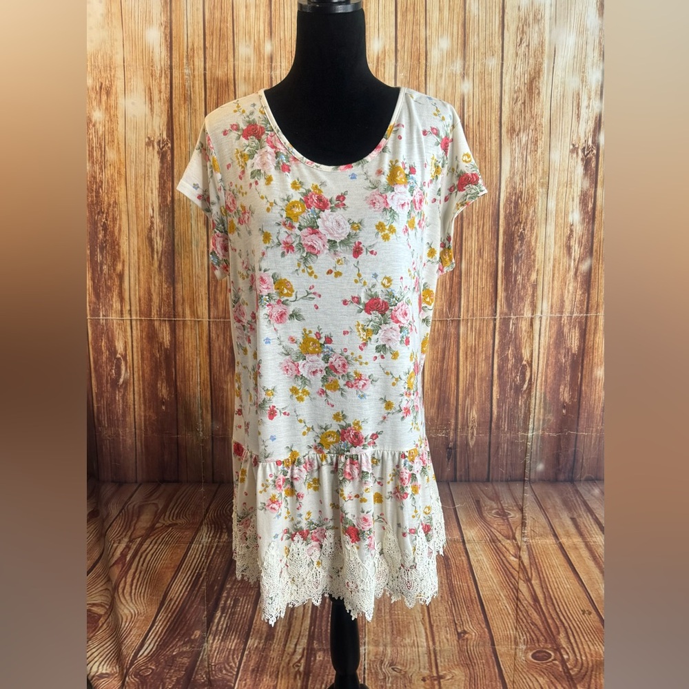 Suzanne Betro Vintage Women's Scoop Neck Short Sleeve Floral Dress Size 1X